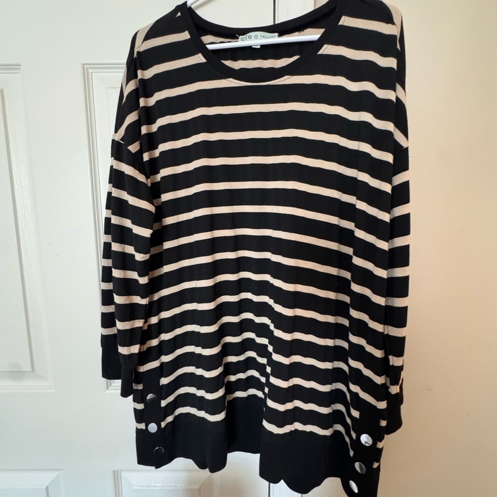 Cleo Black and Tan Striped Top
